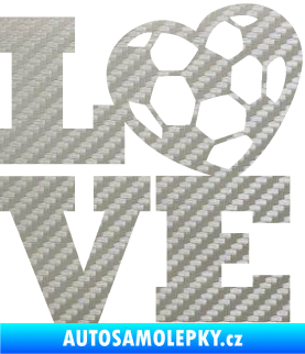 Samolepka Love fotbal 3D karbon stříbrný