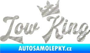 Samolepka Low King 001 nápis král 3D karbon stříbrný