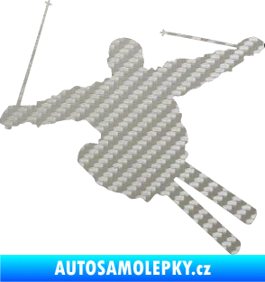 Samolepka Lyžař 001 pravá 3D karbon stříbrný
