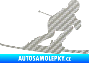 Samolepka Lyžař 002 pravá 3D karbon stříbrný