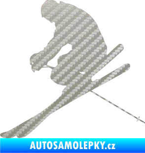 Samolepka Lyžař 005 levá 3D karbon stříbrný
