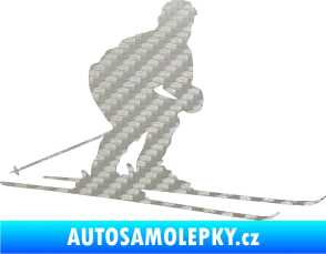 Samolepka Lyžař 009 pravá 3D karbon stříbrný