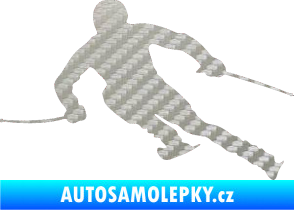 Samolepka Lyžař 012 levá 3D karbon stříbrný