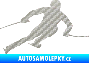 Samolepka Lyžař 012 pravá 3D karbon stříbrný