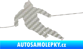 Samolepka Lyžař 015 levá 3D karbon stříbrný