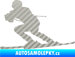 Samolepka Lyžař 017 levá 3D karbon stříbrný