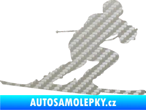 Samolepka Lyžař 017 pravá 3D karbon stříbrný