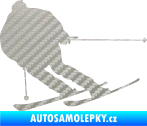 Samolepka Lyžař 019 levá 3D karbon stříbrný