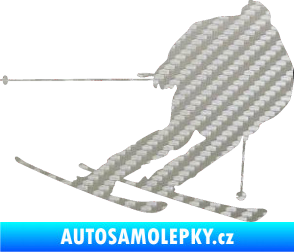 Samolepka Lyžař 019 pravá 3D karbon stříbrný