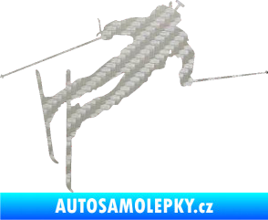 Samolepka Lyžař 020 pravá 3D karbon stříbrný