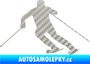 Samolepka Lyžař 021 levá 3D karbon stříbrný