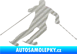 Samolepka Lyžař 021 pravá 3D karbon stříbrný
