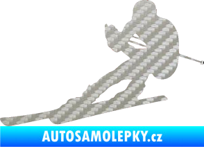 Samolepka Lyžař 022 levá 3D karbon stříbrný
