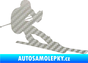 Samolepka Lyžař 022 pravá 3D karbon stříbrný