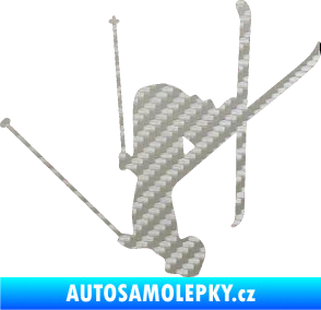 Samolepka Lyžař 023 levá 3D karbon stříbrný