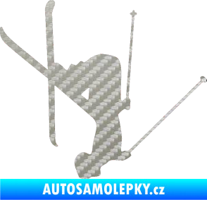 Samolepka Lyžař 023 pravá 3D karbon stříbrný