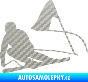 Samolepka Lyžař 025 levá 3D karbon stříbrný