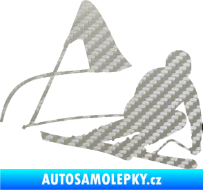 Samolepka Lyžař 025 pravá 3D karbon stříbrný