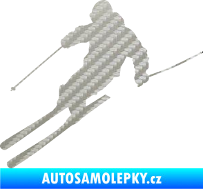 Samolepka Lyžař 027 levá 3D karbon stříbrný
