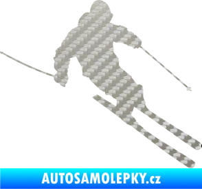 Samolepka Lyžař 027 pravá 3D karbon stříbrný