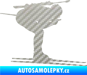 Samolepka Lyžař 028 pravá - biatlon 3D karbon stříbrný