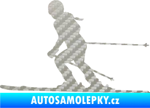 Samolepka Lyžařka 002 levá sjezd 3D karbon stříbrný