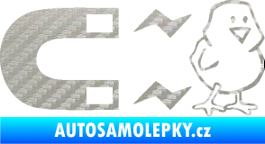 Samolepka Magnet na ptáky pravá 3D karbon stříbrný