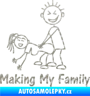 Samolepka Making my family levá 3D karbon stříbrný