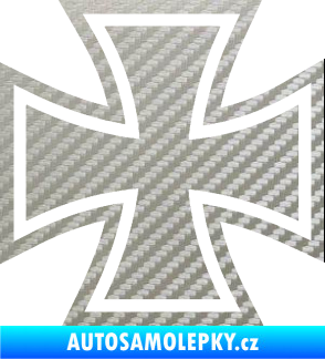 Samolepka Maltézský kříž 001 3D karbon stříbrný