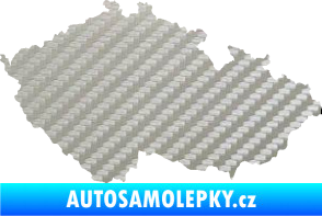 Samolepka Mapa České republiky 001  3D karbon stříbrný