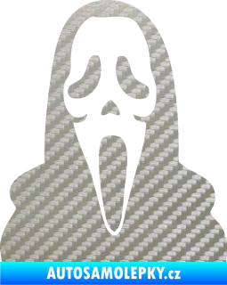 Samolepka Maska 001 scream 3D karbon stříbrný