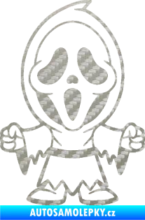 Samolepka Maska 002 pravá vřískot 3D karbon stříbrný