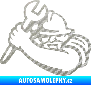 Samolepka Mechanik 001 levá 3D karbon stříbrný