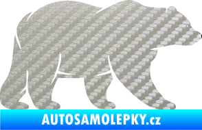 Samolepka Medvěd 002 pravá 3D karbon stříbrný