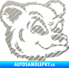 Samolepka Medvěd 011 pravá hlava 3D karbon stříbrný