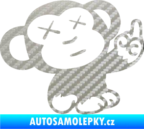 Samolepka Monkey Fuck Off JDM pravá 3D karbon stříbrný