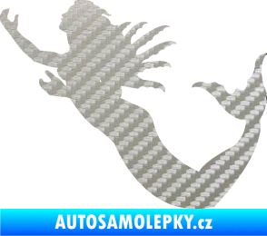 Samolepka Mořská panna levá siréna 3D karbon stříbrný