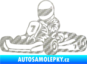 Samolepka Motokára 002 levá 3D karbon stříbrný