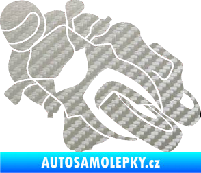 Samolepka Motorka 001 levá silniční motorky 3D karbon stříbrný