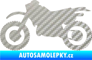 Samolepka Motorka 003 levá 3D karbon stříbrný