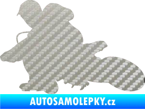 Samolepka Motorka 005 levá motokros 3D karbon stříbrný