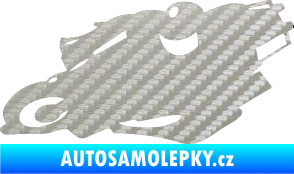 Samolepka Motorka 007 levá silniční motorky 3D karbon stříbrný
