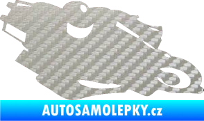 Samolepka Motorka 007 pravá silniční motorky 3D karbon stříbrný