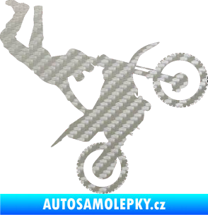 Samolepka Motorka 008 pravá motokros freestyle 3D karbon stříbrný