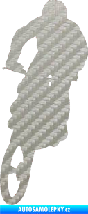 Samolepka Motorka 013 levá motokros 3D karbon stříbrný