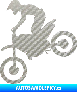 Samolepka Motorka 015 levá motokros 3D karbon stříbrný