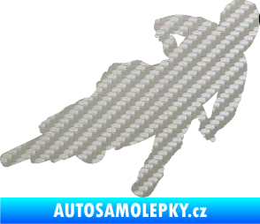 Samolepka Motorka 023 levá motokros 3D karbon stříbrný