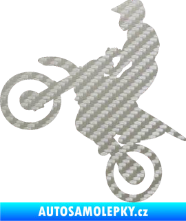 Samolepka Motorka 024 levá motokros 3D karbon stříbrný