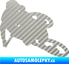 Samolepka Motorka 026 pravá motokros freestyle 3D karbon stříbrný