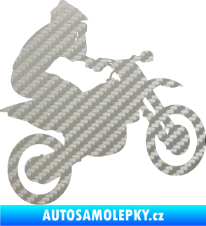 Samolepka Motorka 027 pravá motokros 3D karbon stříbrný